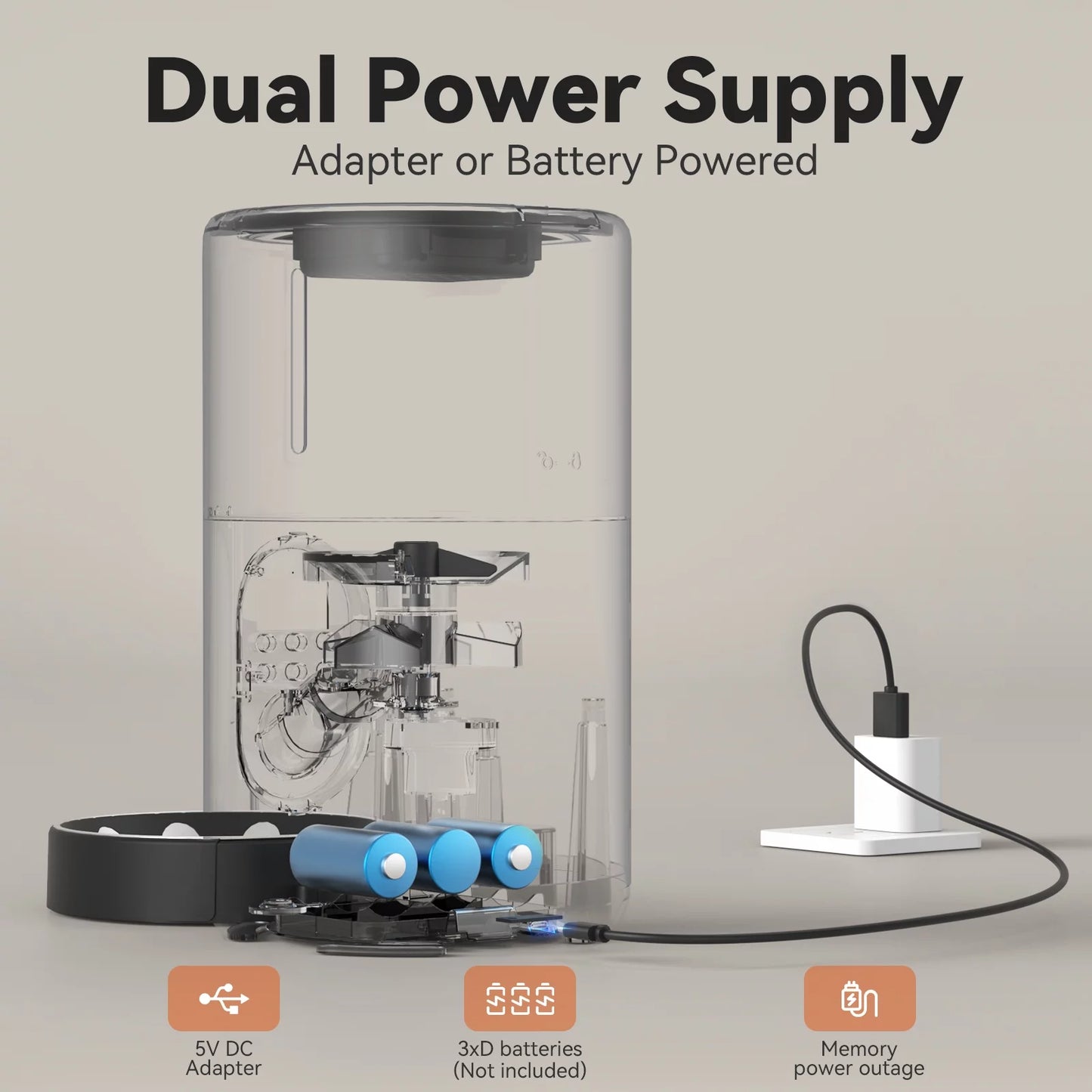 Automatic Cat & Dog Feeder, Stainless Steel Bowl, 4L BLACK