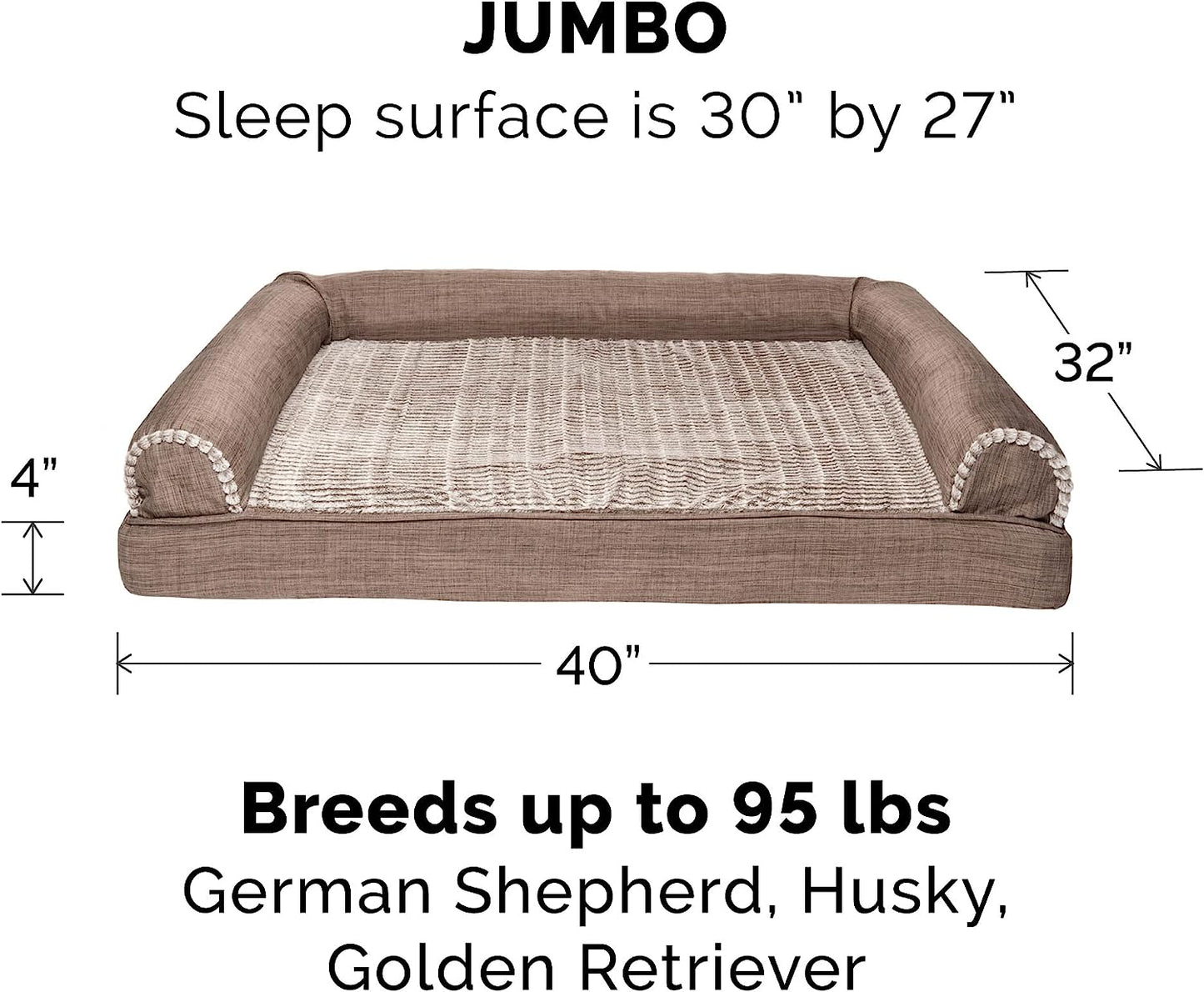 Furhaven XL Orthopedic Dog Bed, Woodsmoke, Jumbo (X-Large)