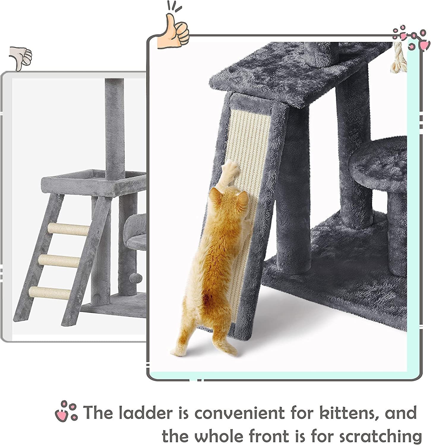 Multi-Level Cat Tree Cat Tower with Scratching Posts, Furniture Play Center and Plush Perch