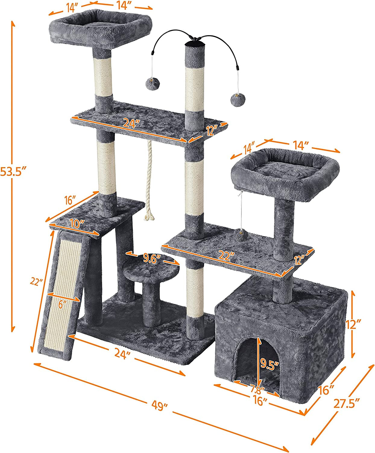 Multi-Level Cat Tree Cat Tower with Scratching Posts, Furniture Play Center and Plush Perch