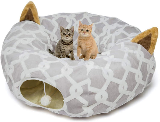 Large Tunnel/Bed Convertible with Plush Cover. Great for Cats and Small Dogs 
