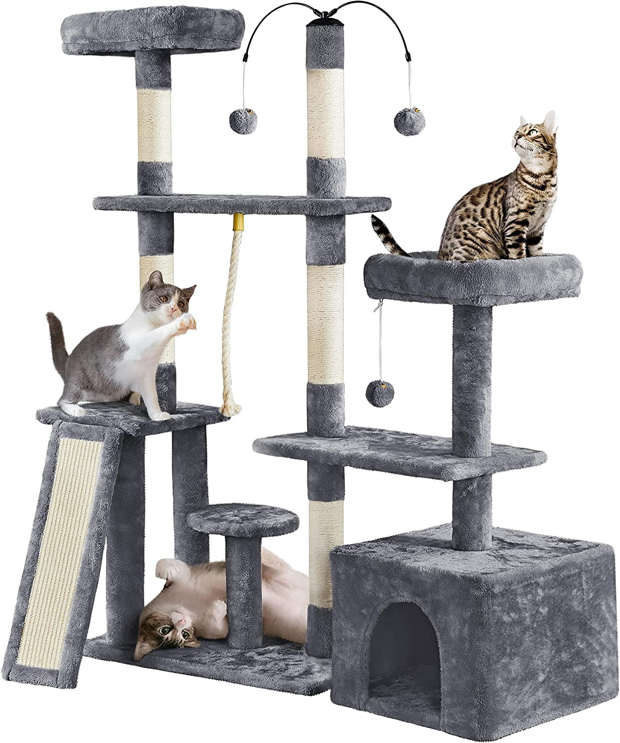 Multi-Level Cat Tree Cat Tower with Scratching Posts, Furniture Play Center and Plush Perch