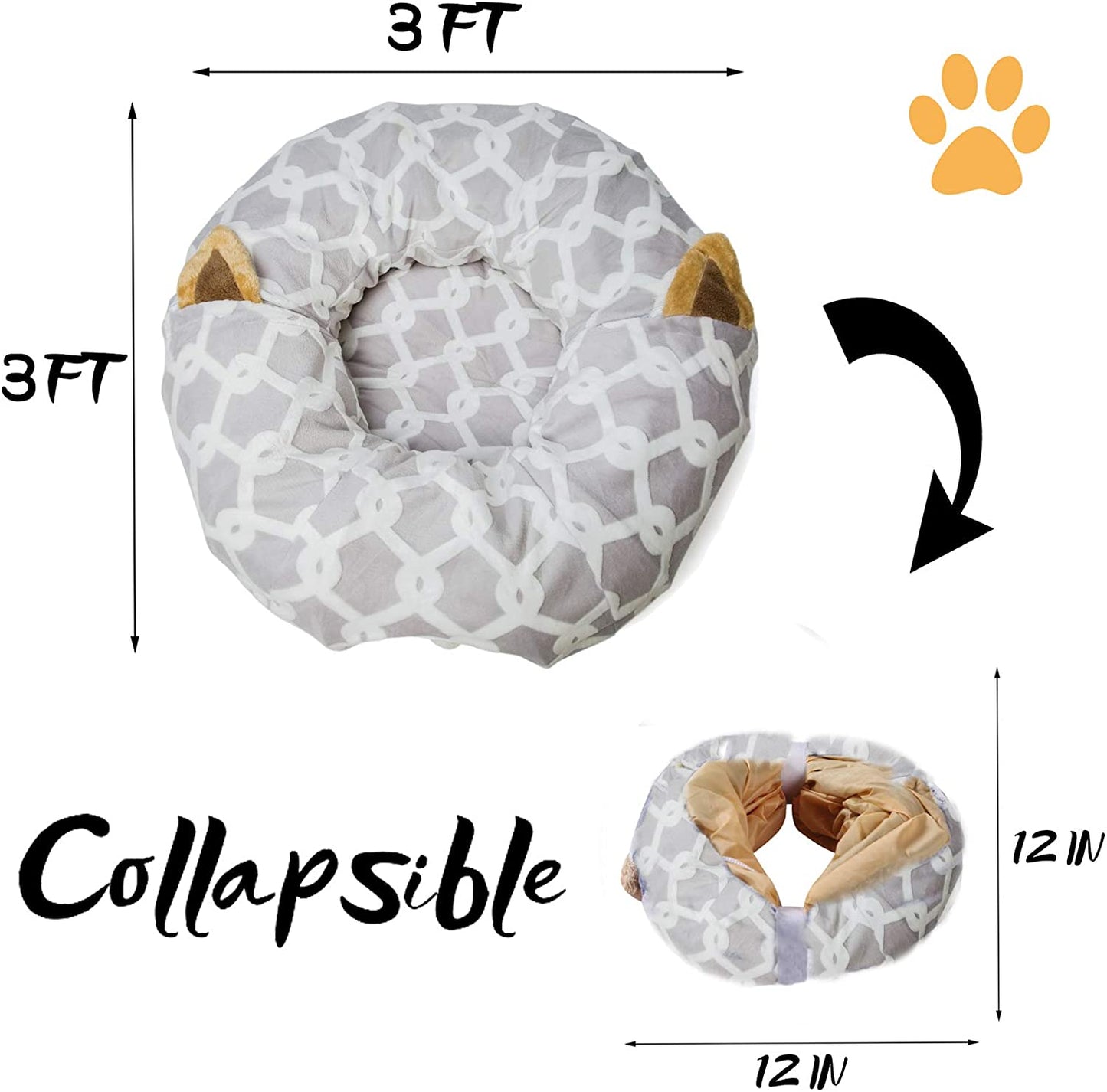 Large Tunnel/Bed Convertible with Plush Cover. Great for Cats and Small Dogs 